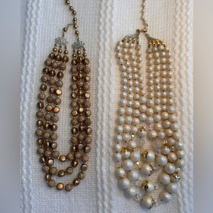 2 Vintage Multi-strand Necklces 1960s